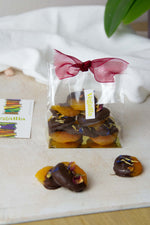 Chocolate Covered Apricots with Flower Petals